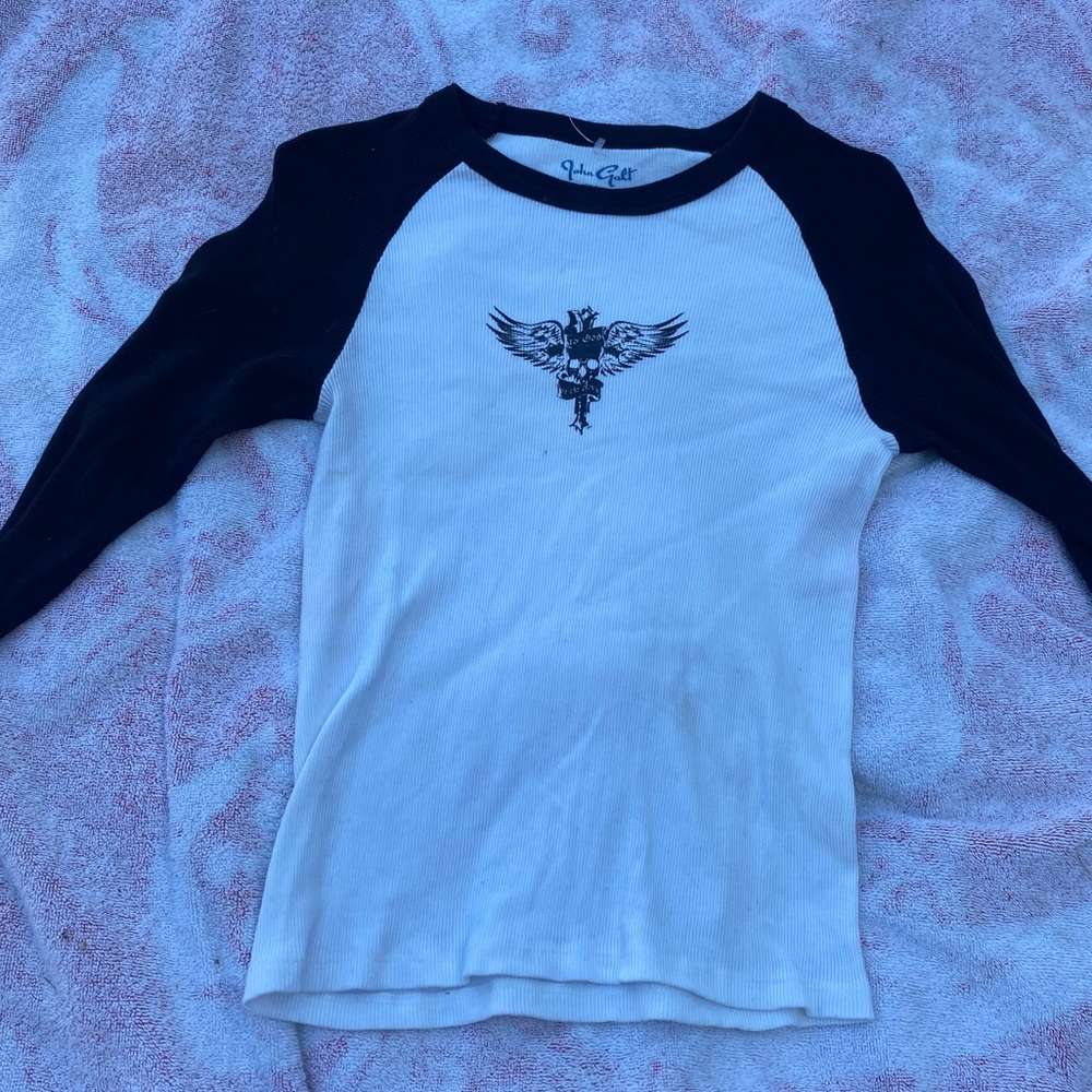 grunge skater y2k black white skull long sleeve